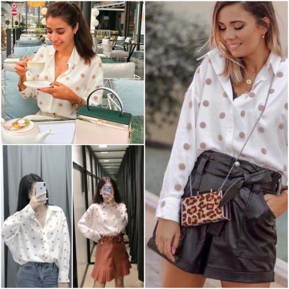 Zara Tops - ZARA | Polka Dot Embroidered Blouse